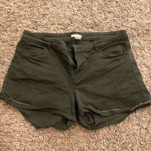 Army green jean shorts